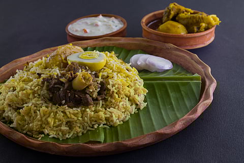 A shot of aromatic Kolkata Biryani