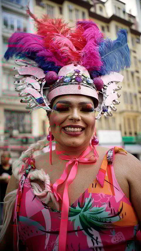A reveller during Bloco do Tchaka celebrations in São Paulo