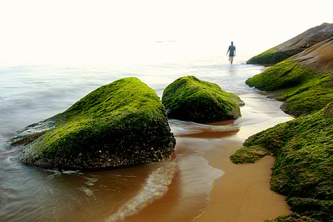Morning mist at a beach in Karwar