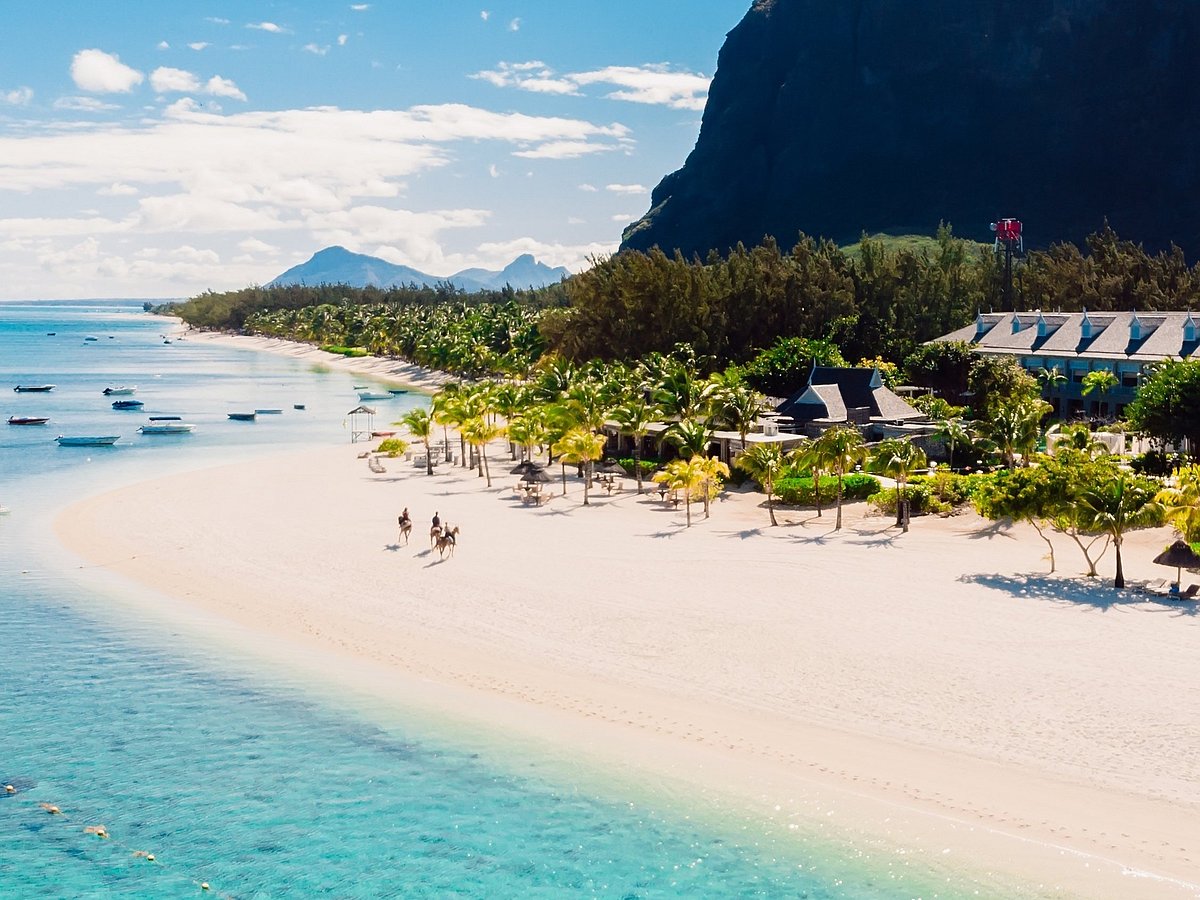 Luxury beach with Le Morne mountain in Mauritius