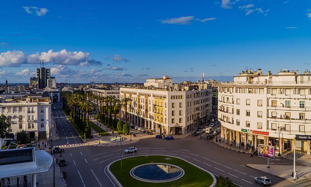 An aerial panorama of central Rabat 