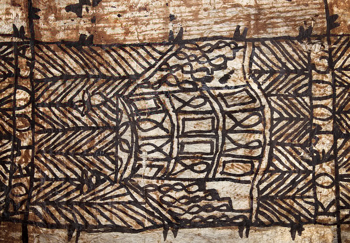 An antique masi painting that was obtained by early 20th-century missionaries to Fiji