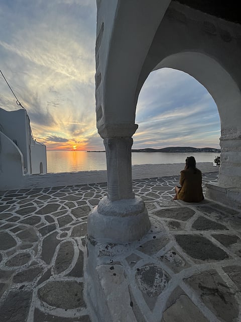 Sunset in Parikia, the capital of Paros