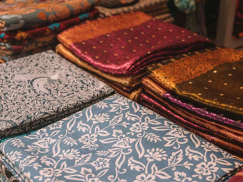 Traditional Indonesian batik print sarongs called sisillia batik for sale in Seminyak Village