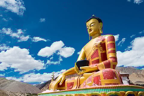 Buddha statue at Hemis Shukpachan Village in Sham Valley
