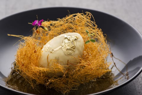 Fennel Pannacotta, Angel Hair Caramel