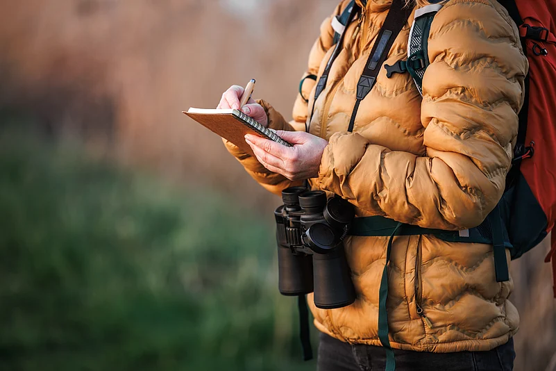 Bring a notebook and pen to note down your observations during your birdwatching trip