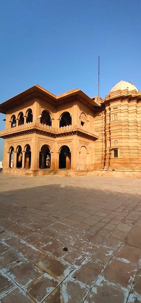 The red sandstone temple is dedicated to to the goddess Ganga