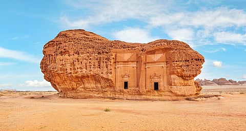 Old Nabatean architecture at Jabal Al Ahmar, Hegra 