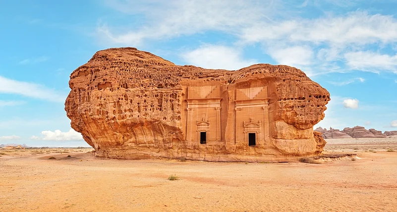 Old Nabatean architecture at Jabal Al Ahmar, Hegra
