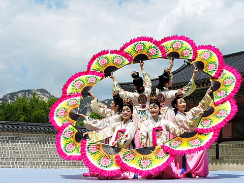 A shot of a traditional Korean dance