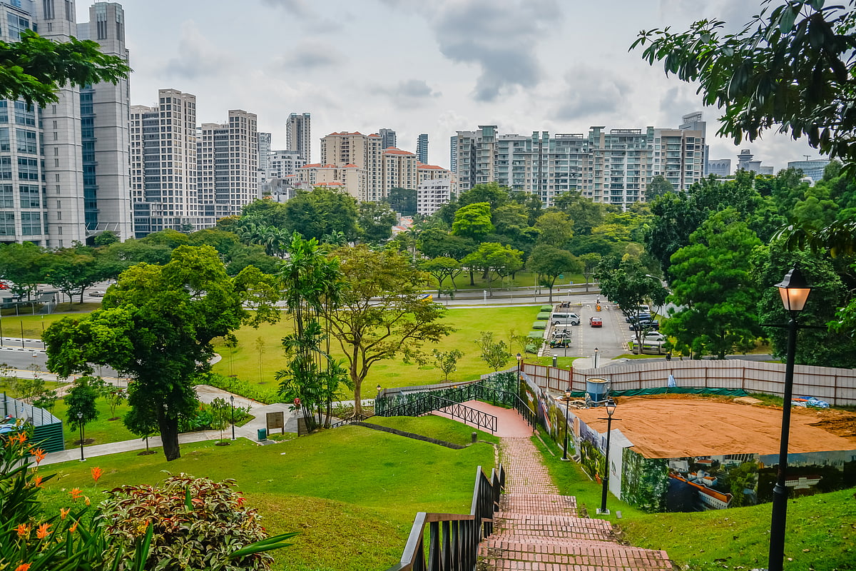 The view from Fort Canning Park near Clarke Quay