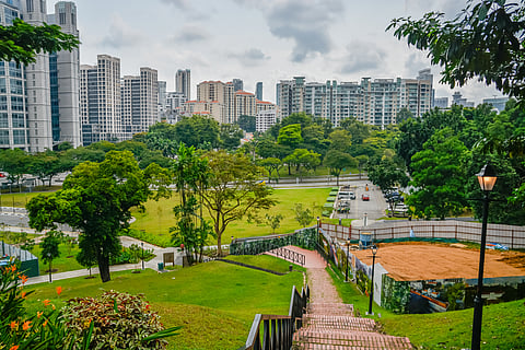 The view from Fort Canning Park near Clarke Quay
