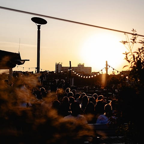 Imagine a club, garden and beach bar all rolled into one—that’s Klunkerkranich for you