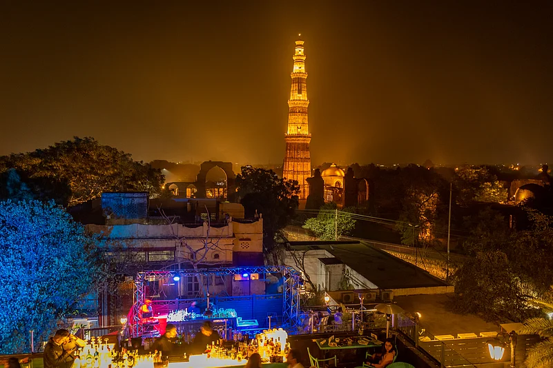A beautiful view of the Qutub Minar at night