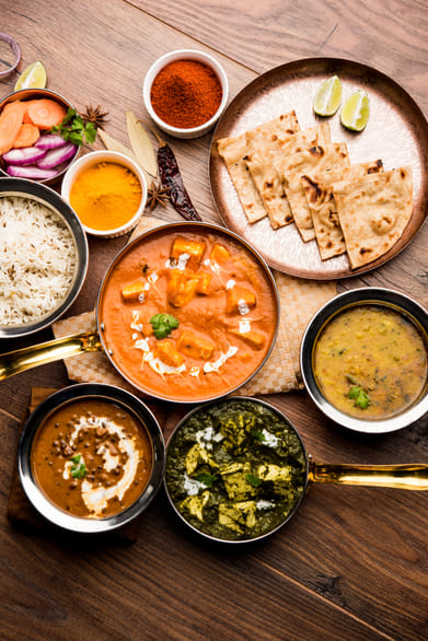 Shutterstock : An assortment of food from North India