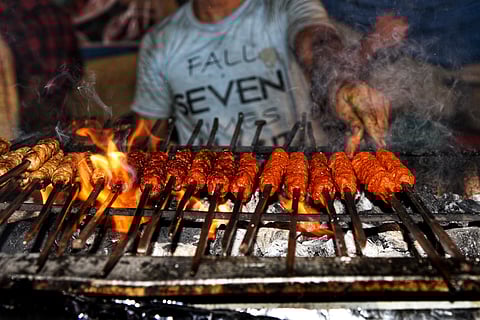 A shot of delectabke Seekh Kebab
