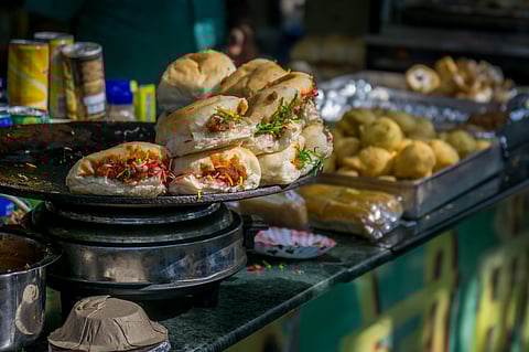 A shot of delicious Vada Pav, the champion of Mumbai street food