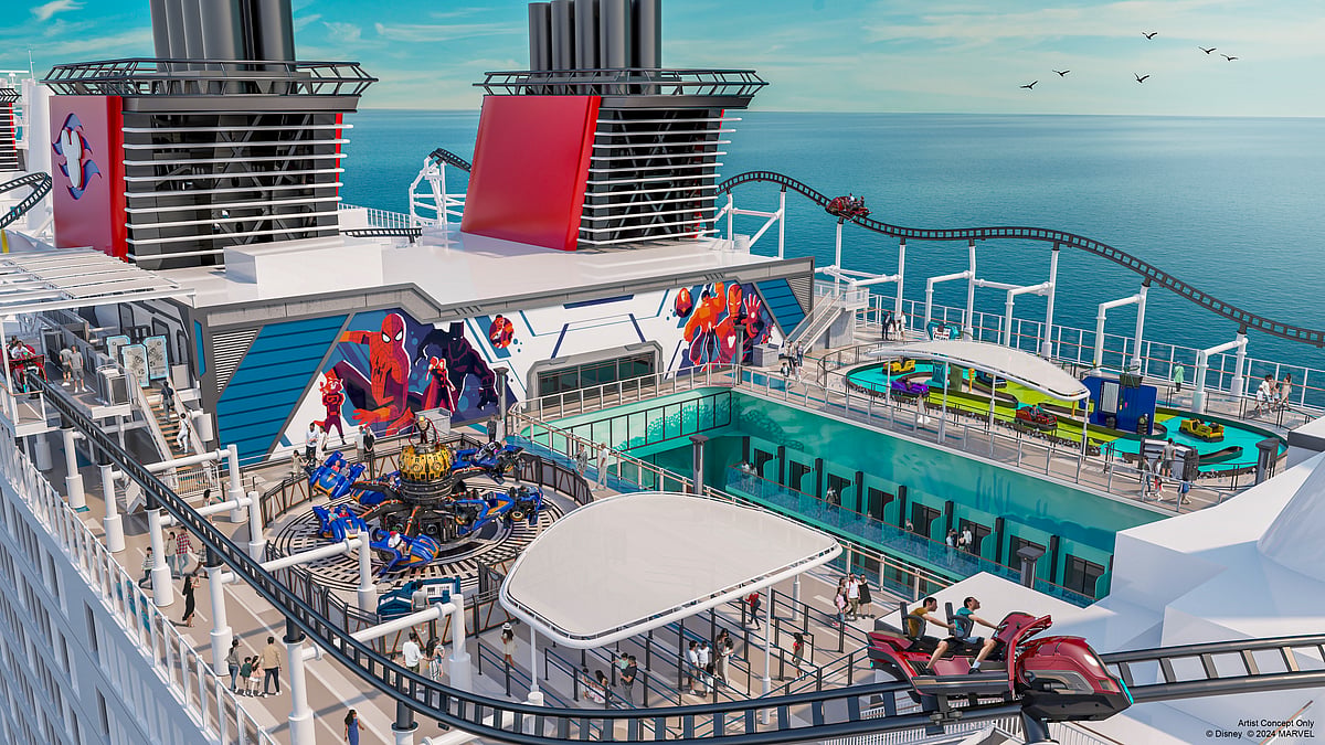 The upper decks will feature Marvel Landing, where guests can enjoy attractions inspired by their favourite superheroes