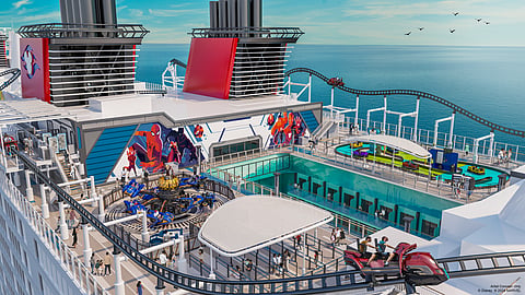 The upper decks will feature Marvel Landing, where guests can enjoy attractions inspired by their favourite superheroes