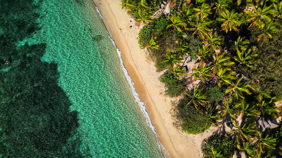 An aerial view of the Yasawa islands 