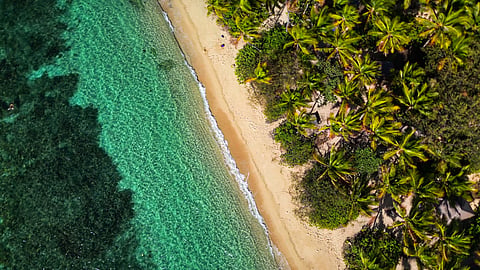 An aerial view of the Yasawa islands 