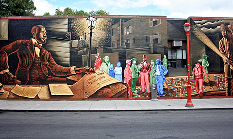 Mural painted on a wall on South Street in Philadelphia