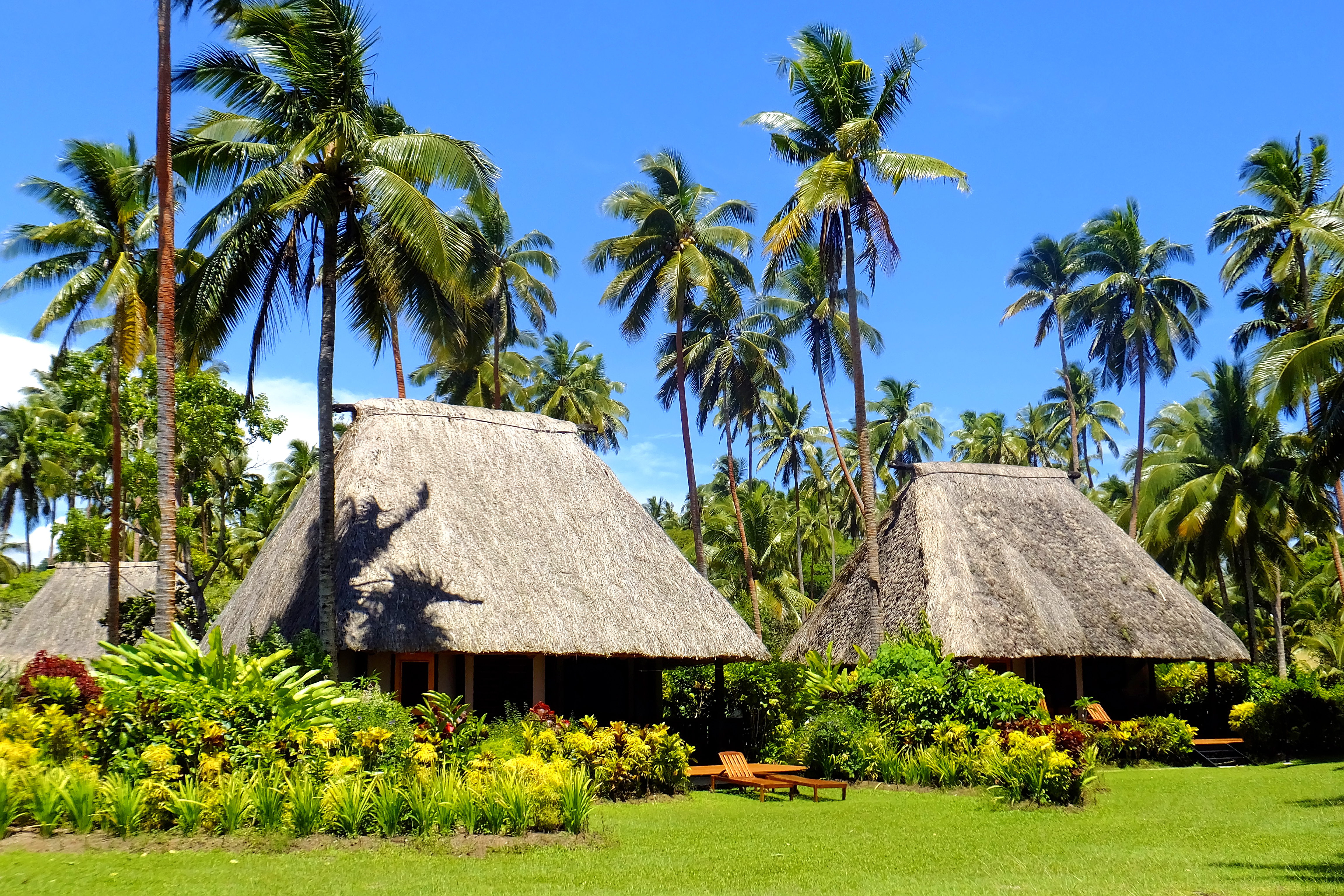 A Fiji bure (wood-and-straw huts)