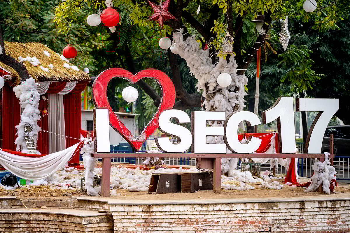 The popular shopping hub of Sector 17 in Chandigarh puts on a festive display during Diwali 