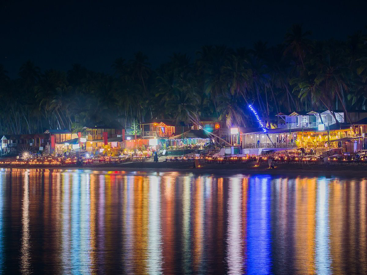 A night view of Palolem Beach