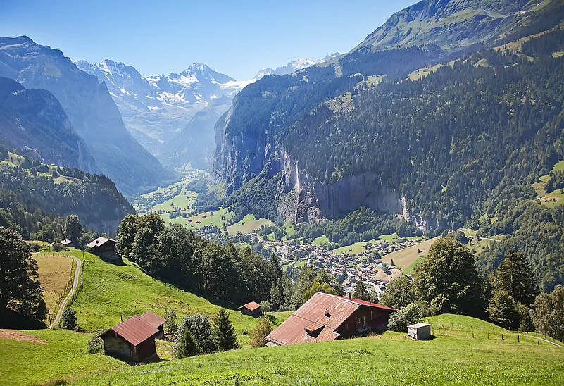 The stunning region of Lauterbrunnen in the Swiss Alps