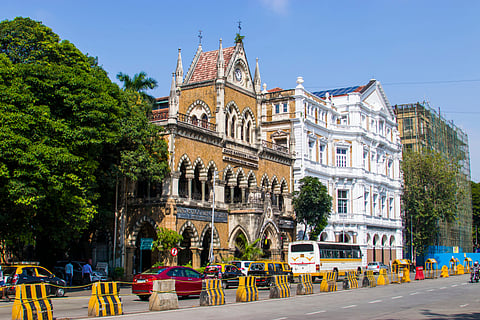 David Sassoon Library and Reading Room with Army & Navy Building (white color) in the historic Kala Ghoda area in Mumbai