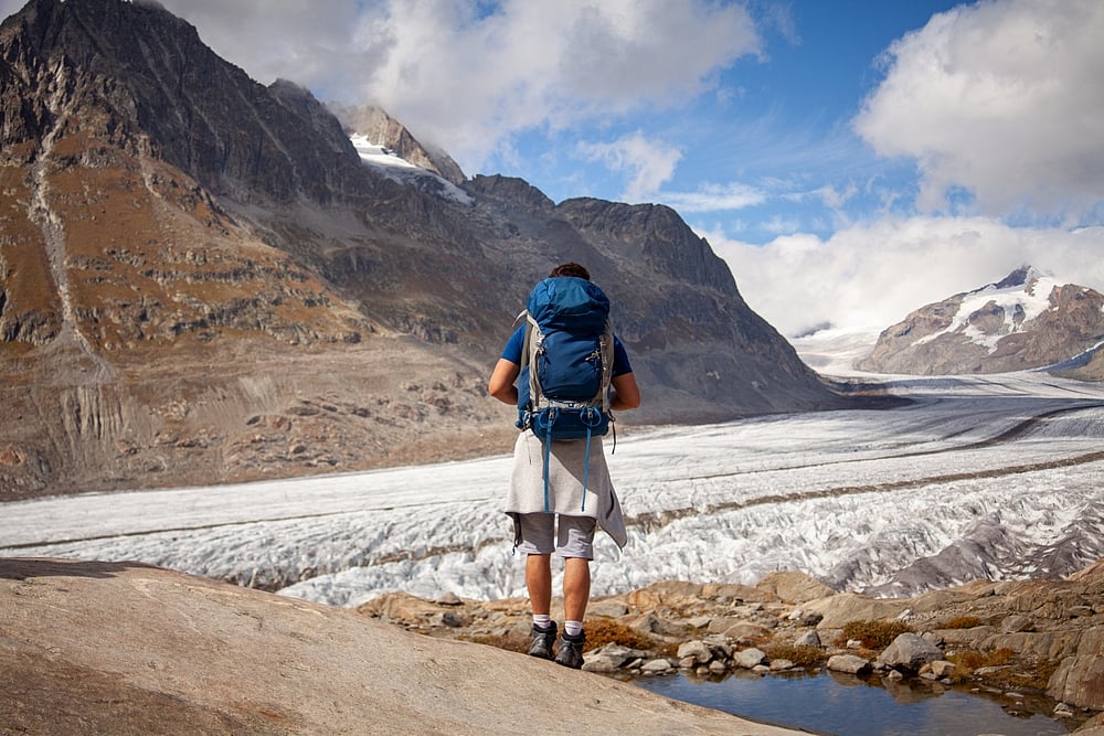 Hike along the Aletsch Glacier in Swiss Alps