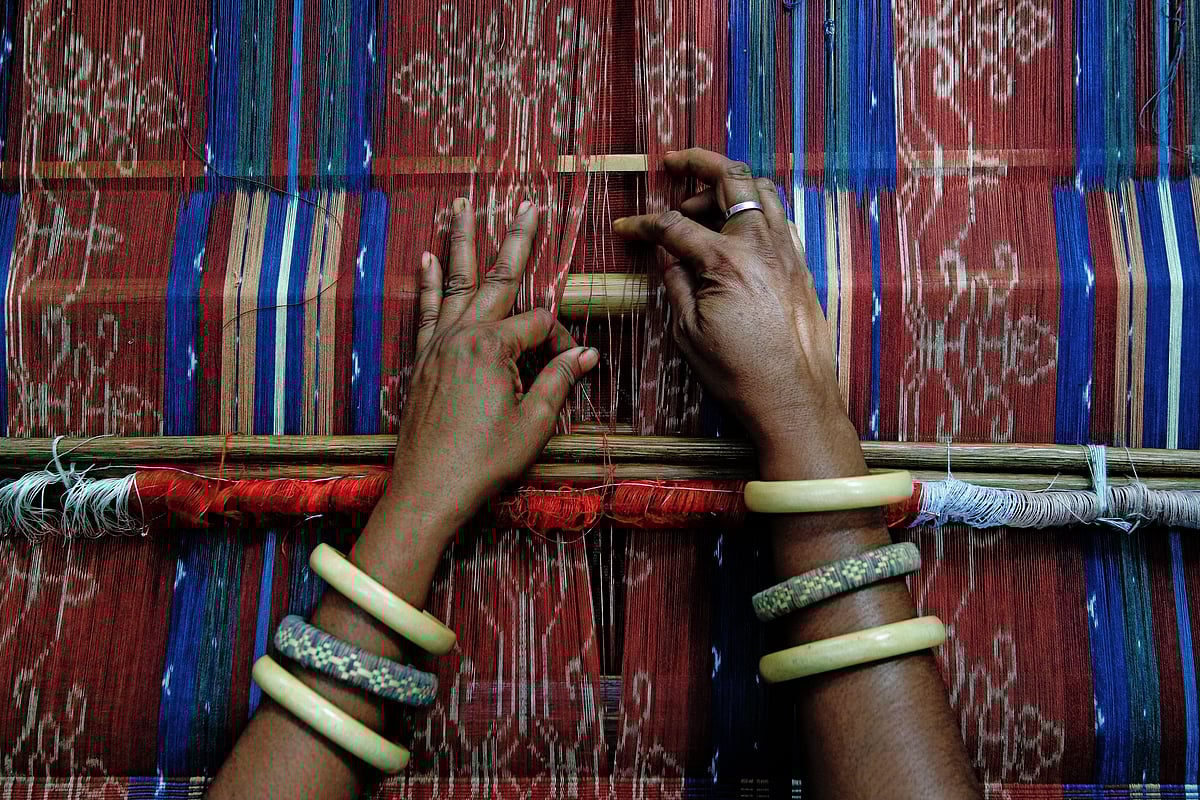 Traditional ikat weaving