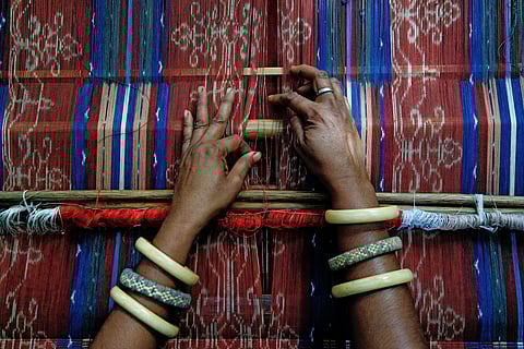 Traditional ikat weaving