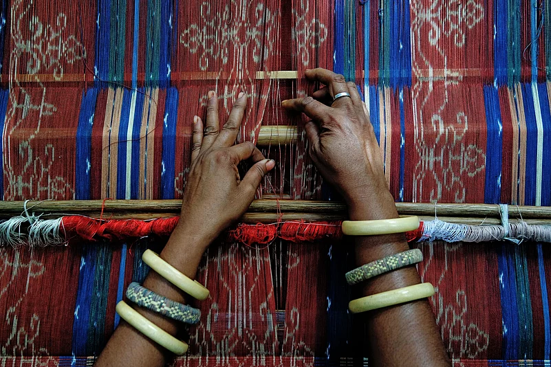 Traditional ikat weaving