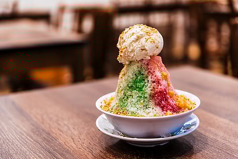Sweet ice kacang or ais kacang dessert