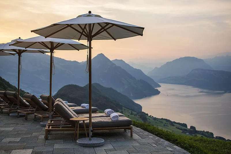The Hotel Villa Honegg has a view of Lake Lucerne