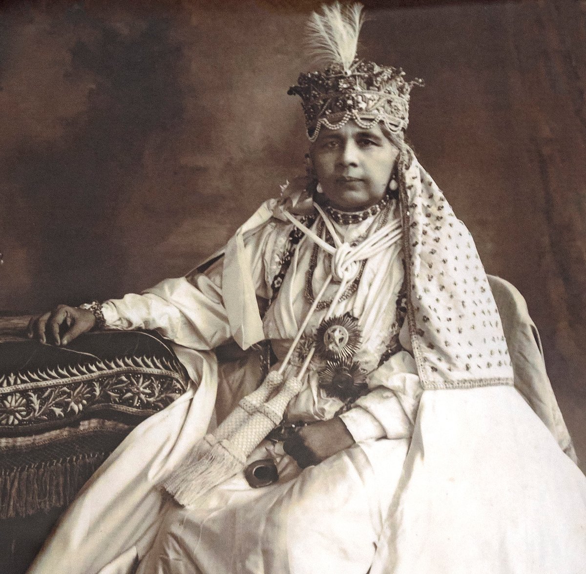 Portrait of Nawab Sultan Jehan Begum (the last begum) in the Jehan Numa Palace