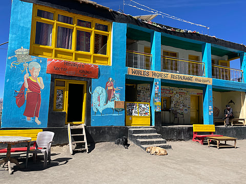 The Monastery also boasts an adjoining "world's highest restaurant" featuring a mural painted by Tankhe
