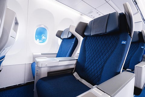 With a spacious pitch of 38 inches and a width of 21.3 inches, the seats have a six-way adjustable headrest with neck support
