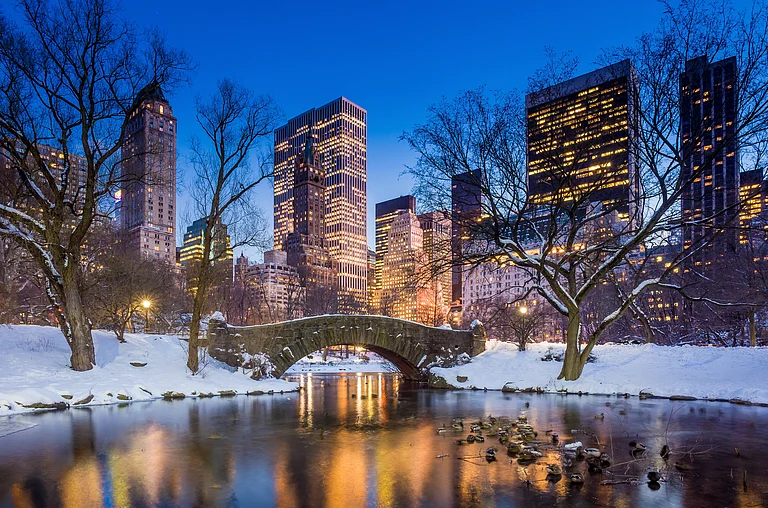The Gapstow Bridge of Central Park covered in snow - f11photo/Shutterstock
