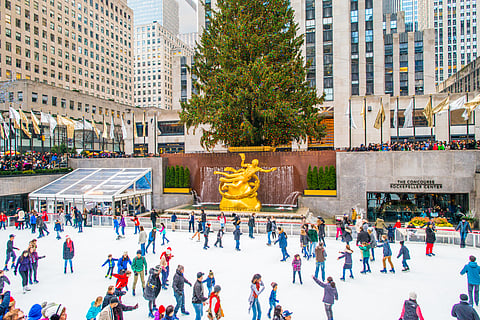 Ice skating on The Rink under the Rockefeller Center Christmas tree is one of New York’s quintessential winter activities