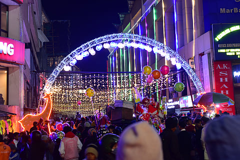 Shillong's Police Bazaar on the eve of Christmas