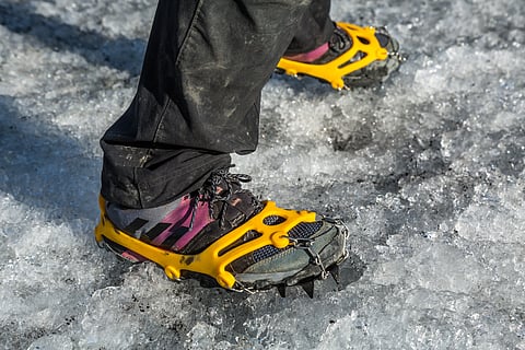 Microspikes are traction devices designed to enhance grip and stability while walking or hiking on icy or slippery surfaces