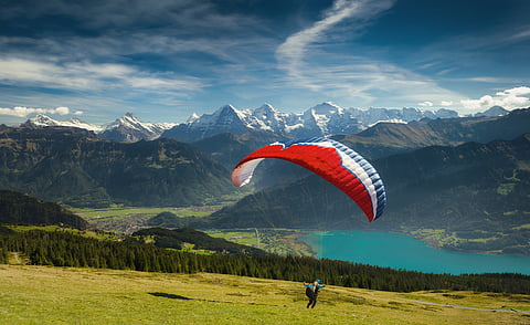 Paraglider in the spectacular region 
