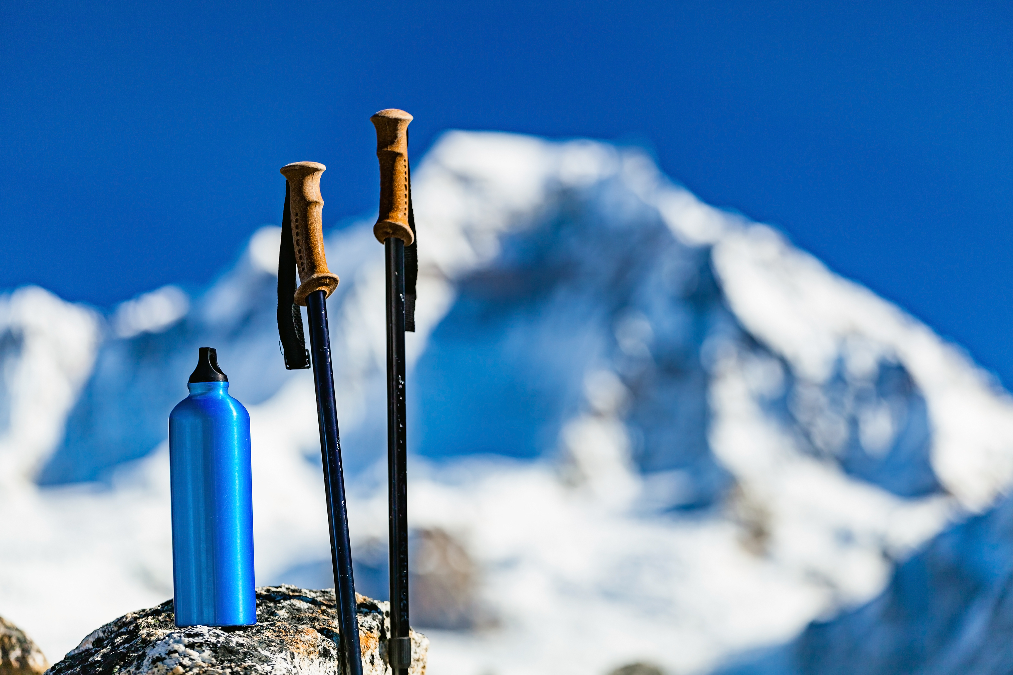 Walking sticks and a thermos flask are essentials to bring on a winter trek