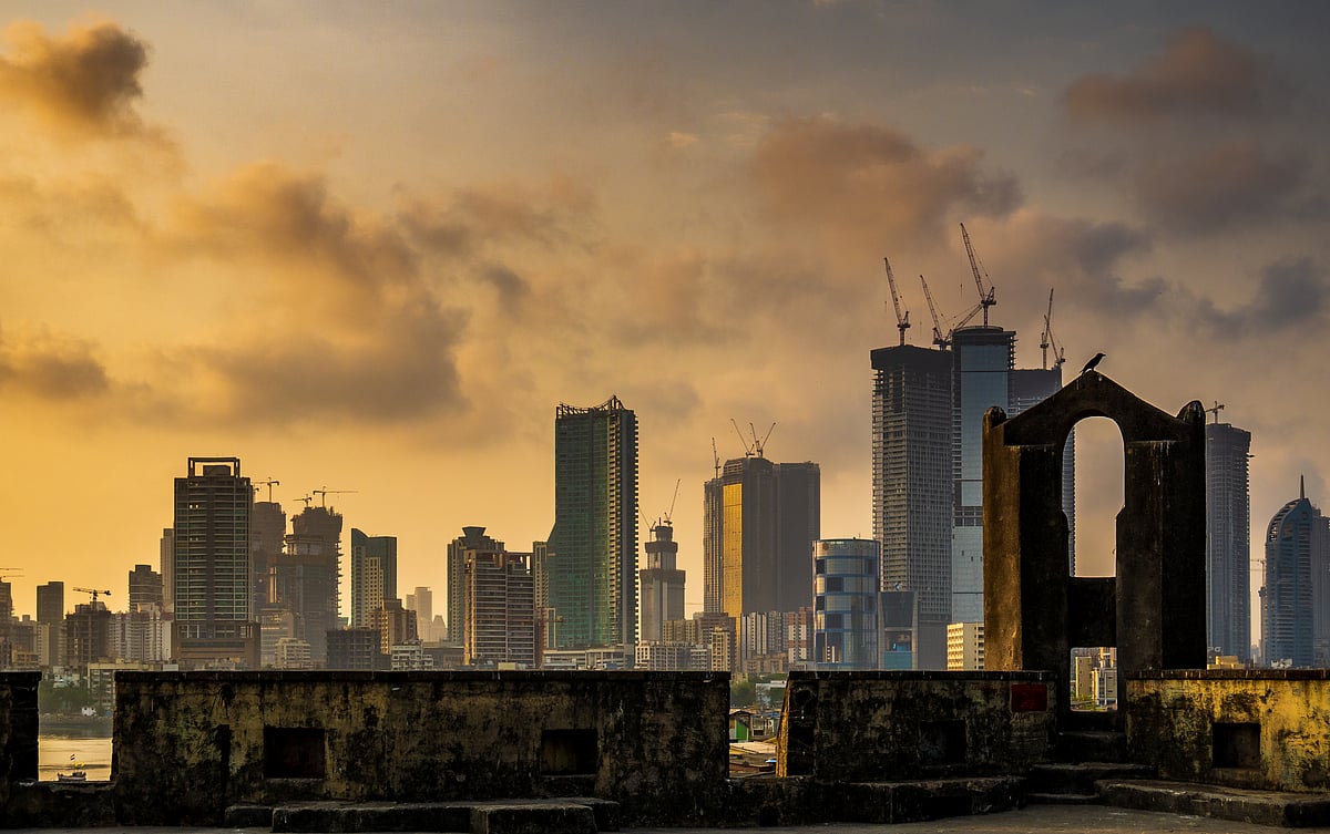 Snehal Jeevan Pailkar/Shutterstock : The Worli Fort façade stands against a backdrop of skyscrapers in Mumbai