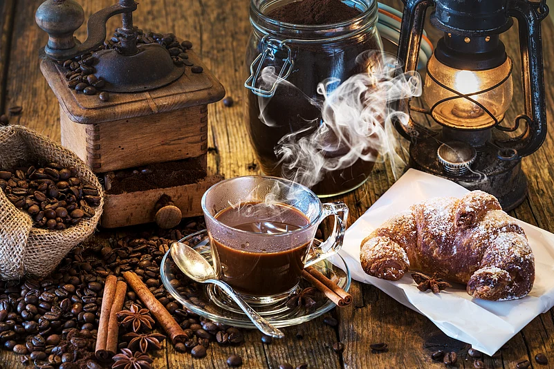 A shot of the classic Italian breakfast setting
