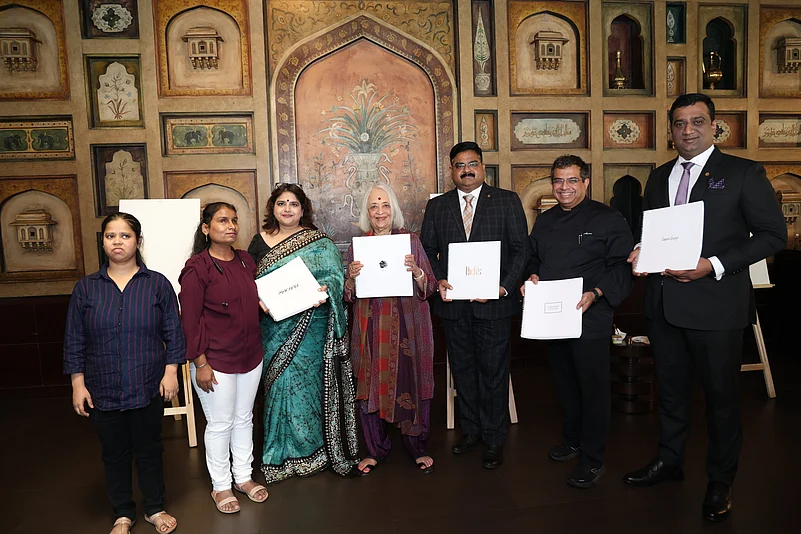 Padma Shri awardee Anjolie Ela Menon (wearing purple in the middle) was the guest of honour at the Taj Hotels launch event